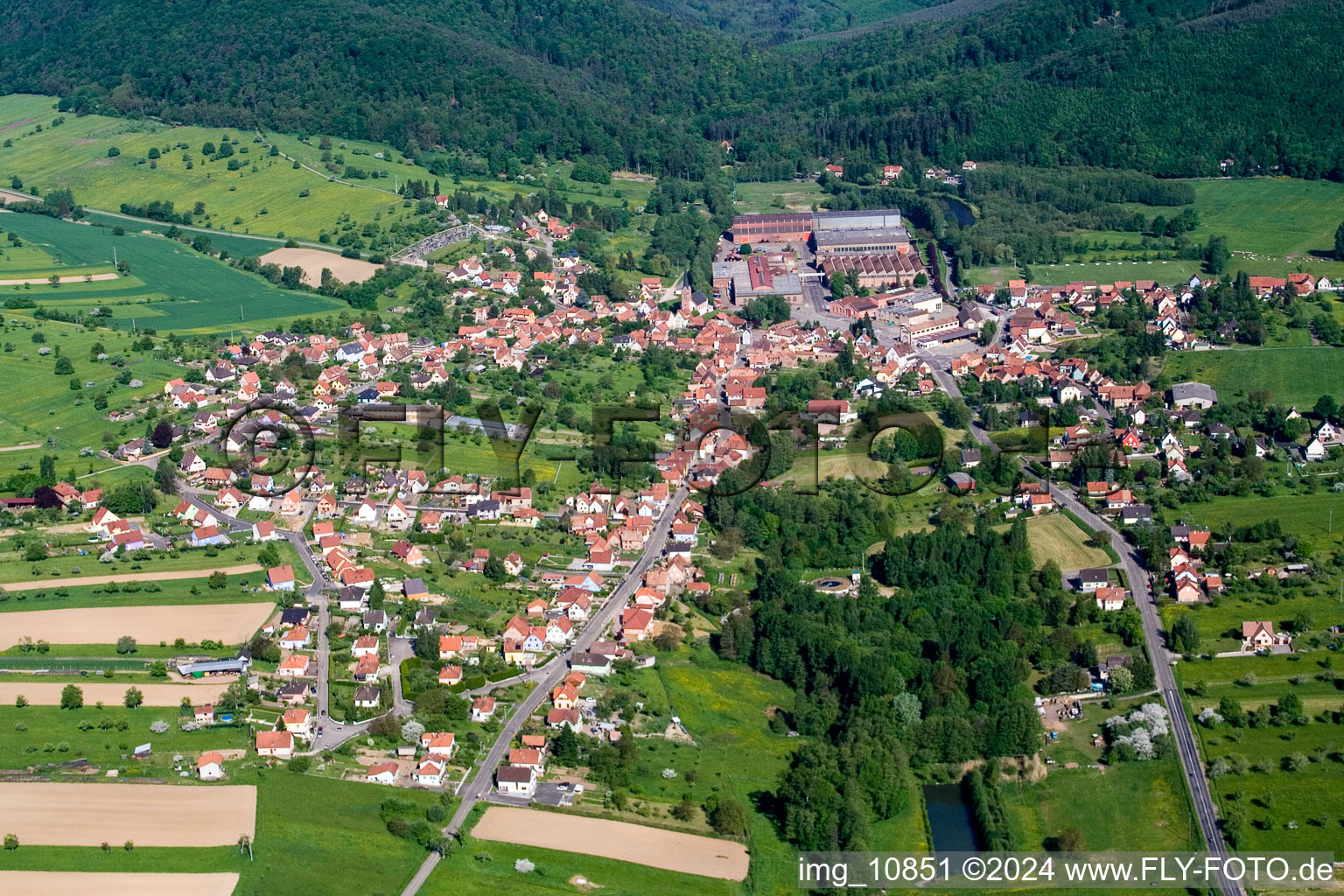 Zinswiller dans le département Bas Rhin, France vue du ciel