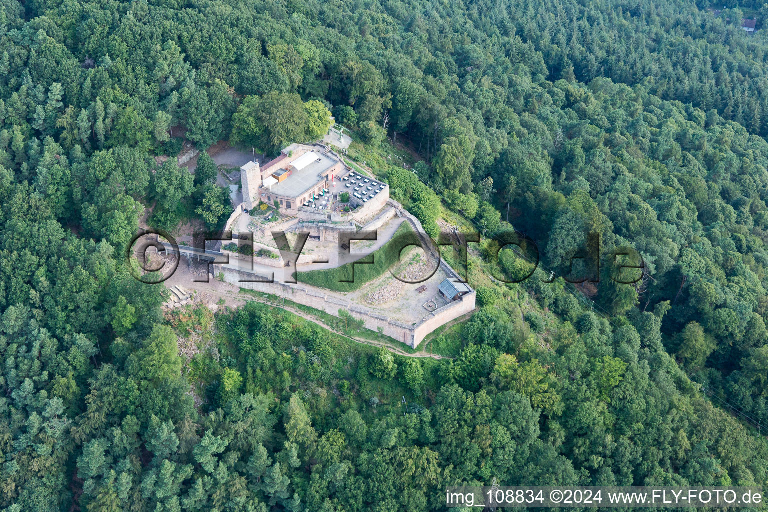 Vue oblique de Ruines du château de Rietburg à Rhodt unter Rietburg dans le département Rhénanie-Palatinat, Allemagne