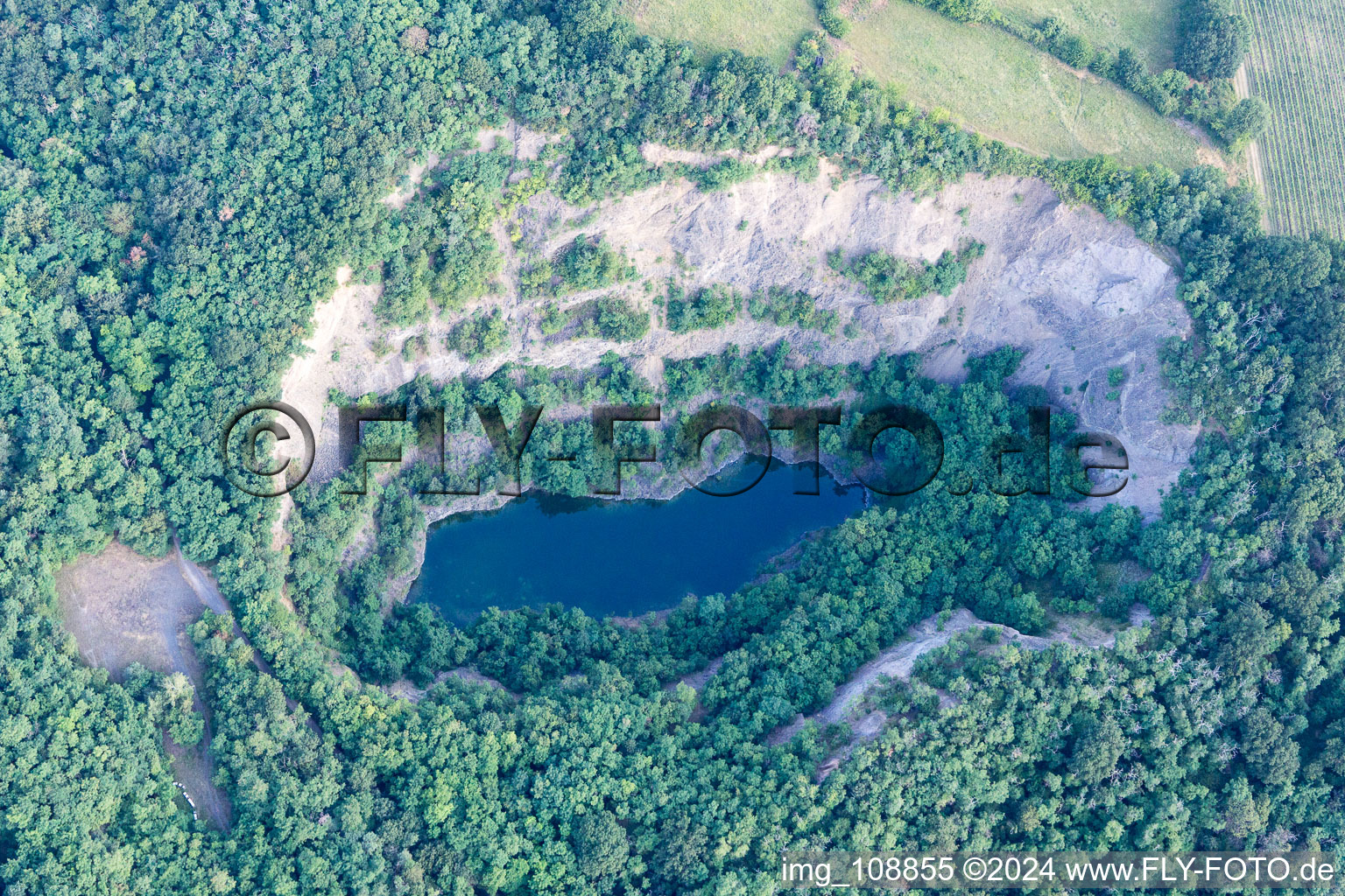 Vue oblique de Carrière du lac de basalte Aalter à Wachenheim an der Weinstraße dans le département Rhénanie-Palatinat, Allemagne