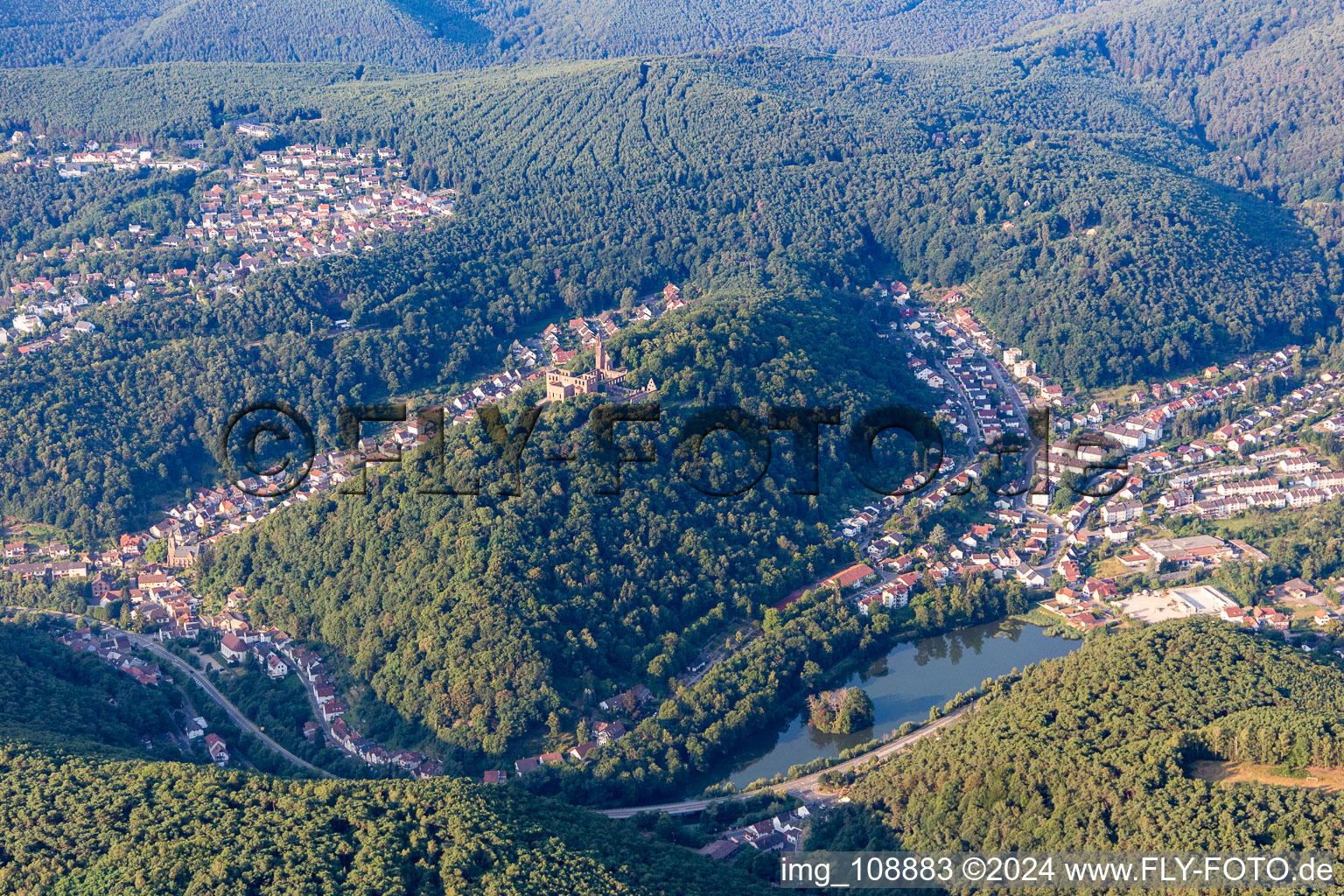 Vue aérienne de Ruines du monastère du Limbourg vues du nord à le quartier Grethen in Bad Dürkheim dans le département Rhénanie-Palatinat, Allemagne