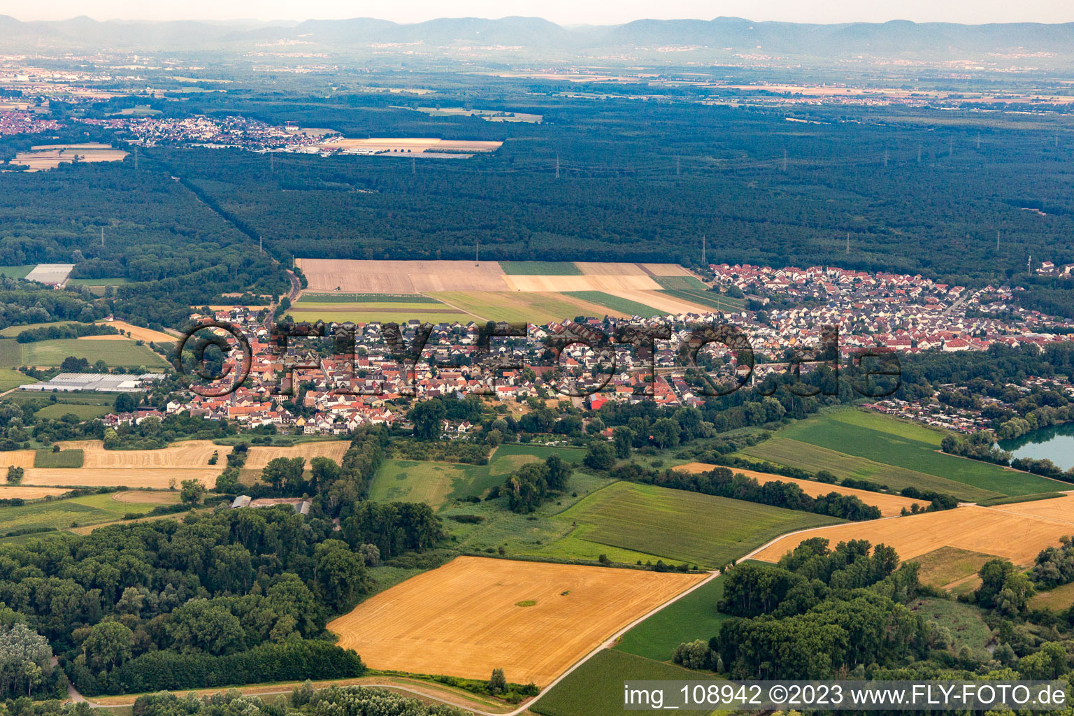 Quartier Sondernheim in Germersheim dans le département Rhénanie-Palatinat, Allemagne vue d'en haut