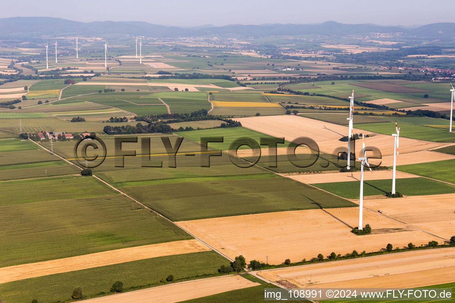 Photographie aérienne de Éoliennes à Minfeld dans le département Rhénanie-Palatinat, Allemagne