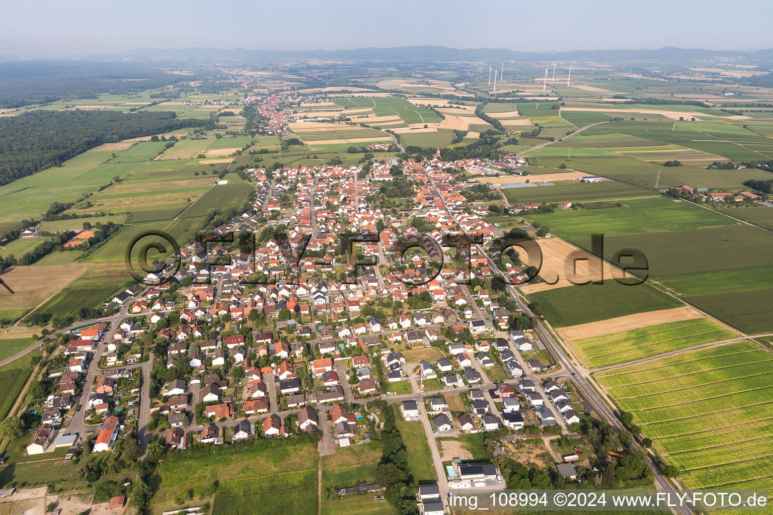 Minfeld dans le département Rhénanie-Palatinat, Allemagne vue d'en haut