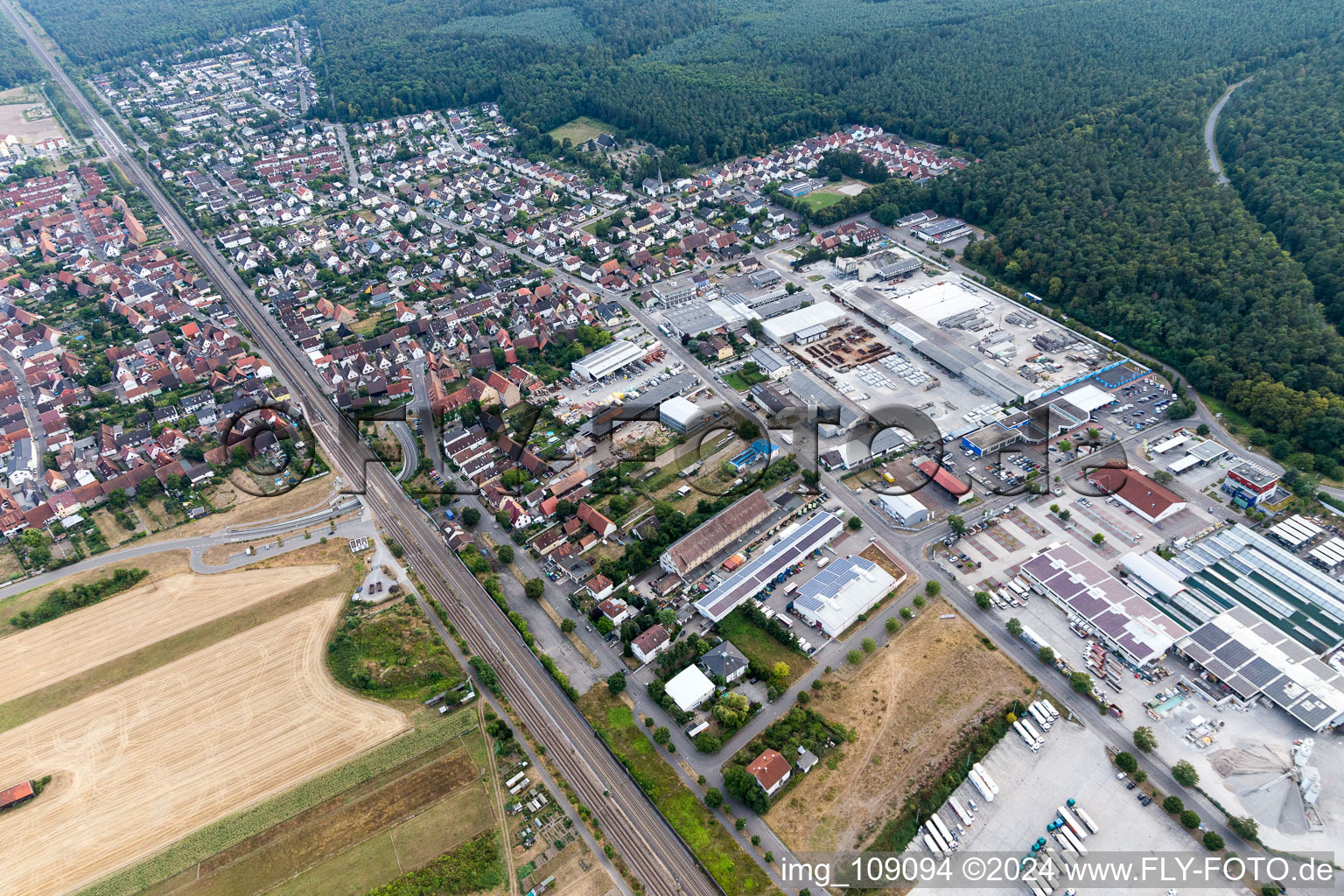 Photographie aérienne de Zone industrielle Spöckerbuchenstr à le quartier Friedrichstal in Stutensee dans le département Bade-Wurtemberg, Allemagne