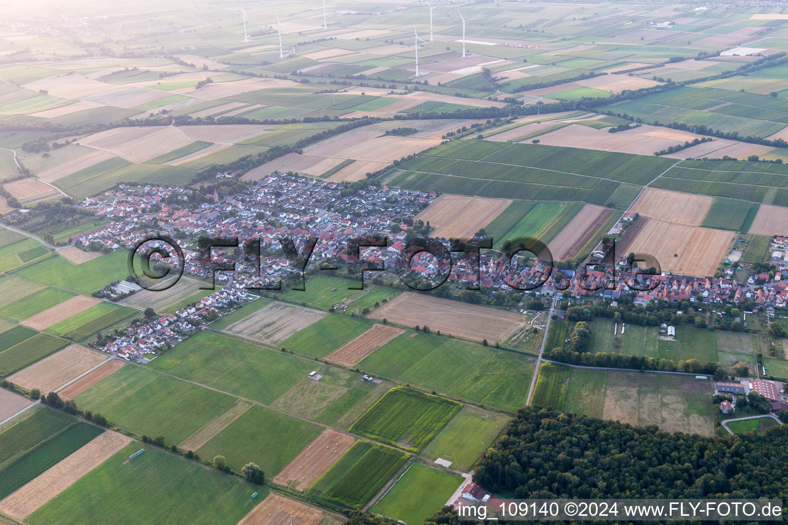 Freckenfeld dans le département Rhénanie-Palatinat, Allemagne depuis l'avion