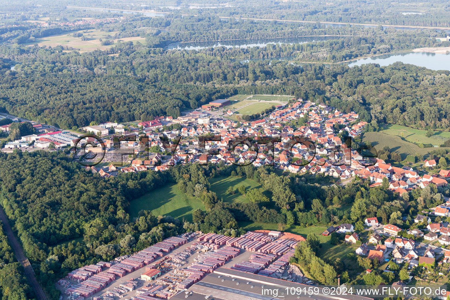 Seltz dans le département Bas Rhin, France d'en haut