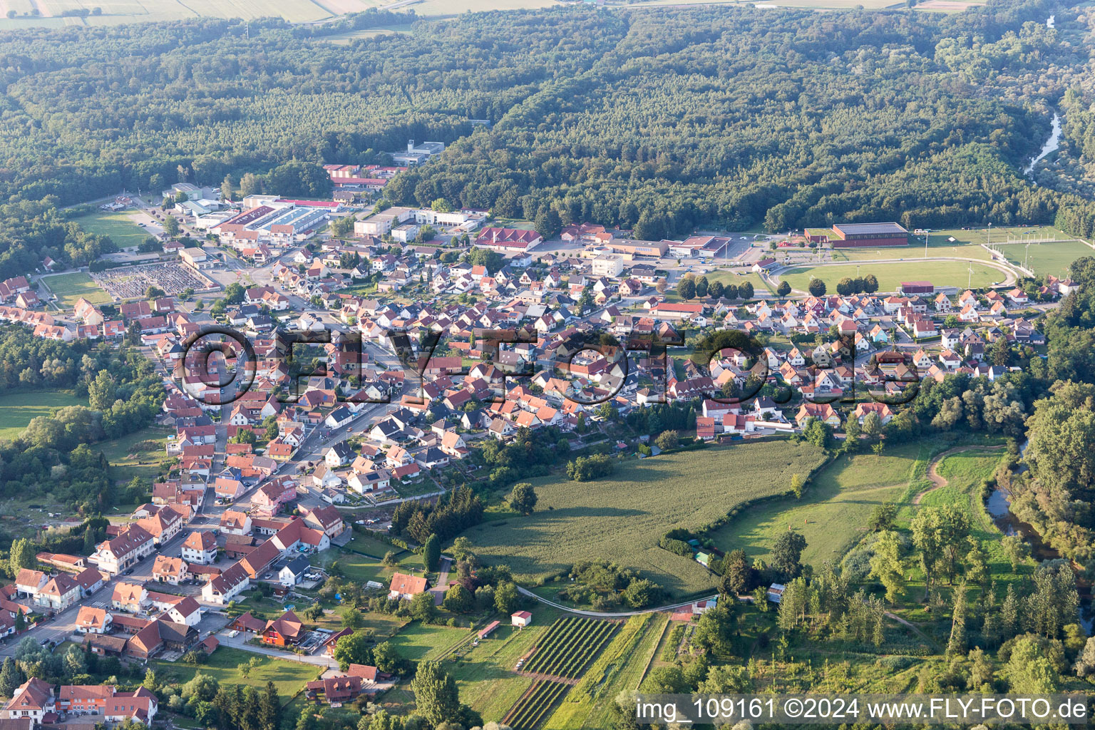 Seltz dans le département Bas Rhin, France hors des airs