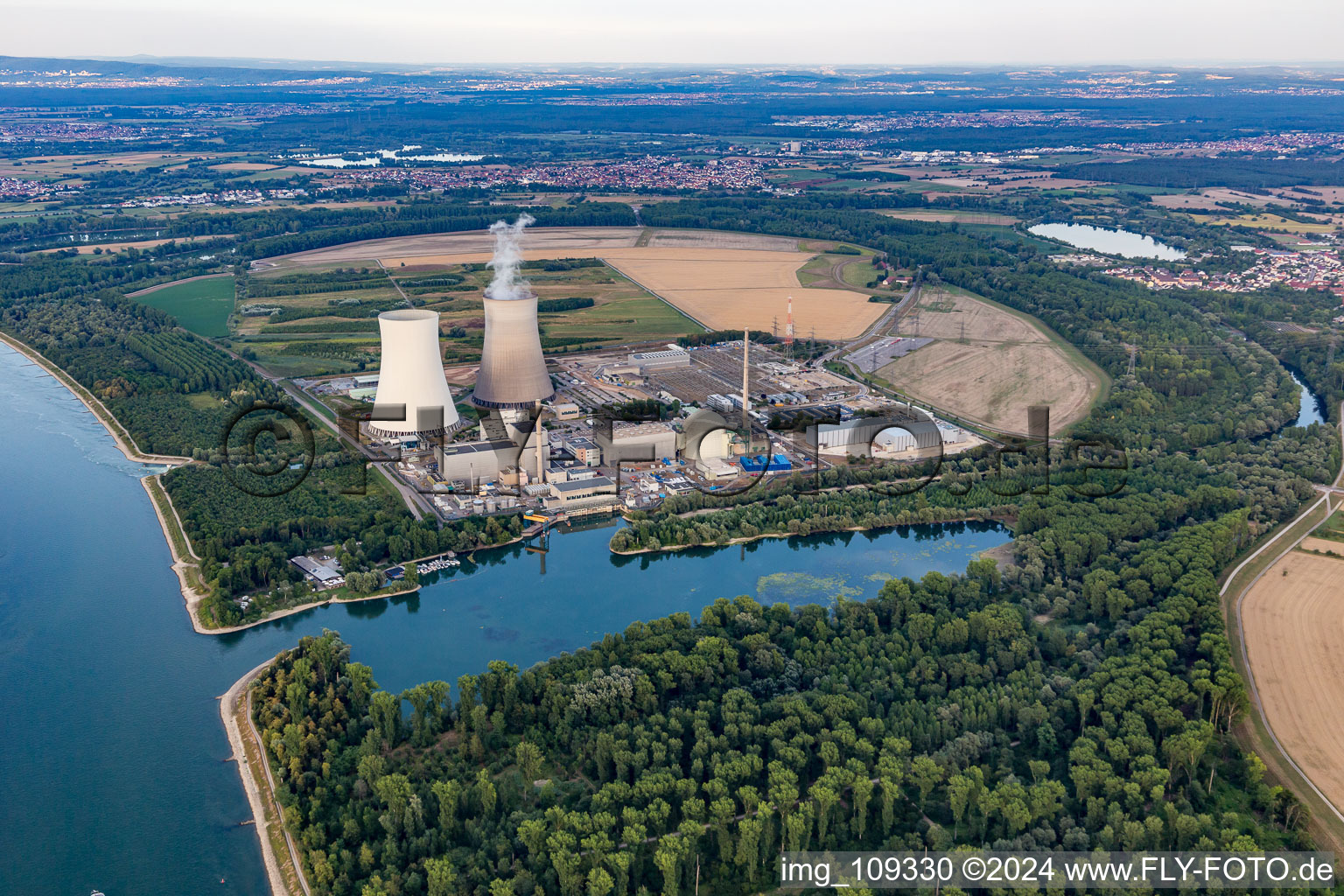Photographie aérienne de Centrale nucléaire à Philippsburg dans le département Bade-Wurtemberg, Allemagne