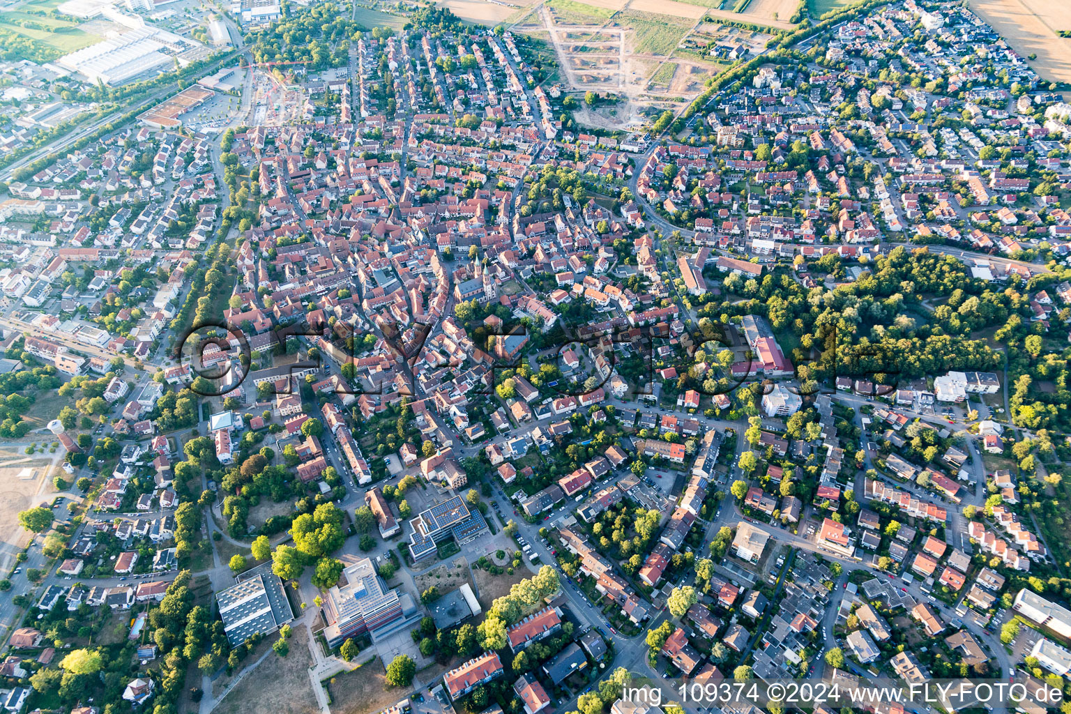 Vue aérienne de Ladenburg dans le département Bade-Wurtemberg, Allemagne