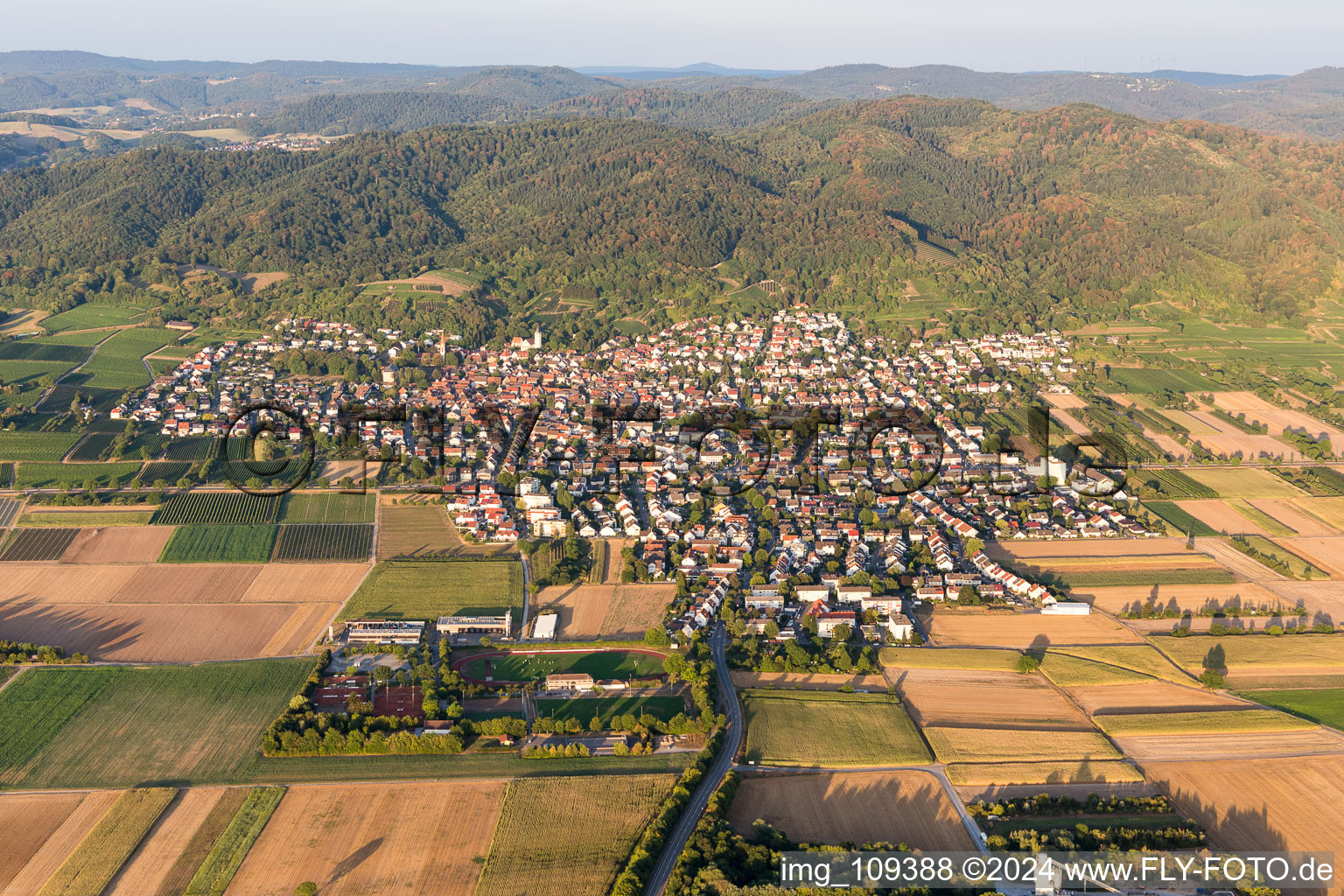 Vue aérienne de Au bord de la route de montagne de Hesse à Leutershausen à le quartier Leutershausen in Hirschberg an der Bergstraße dans le département Bade-Wurtemberg, Allemagne