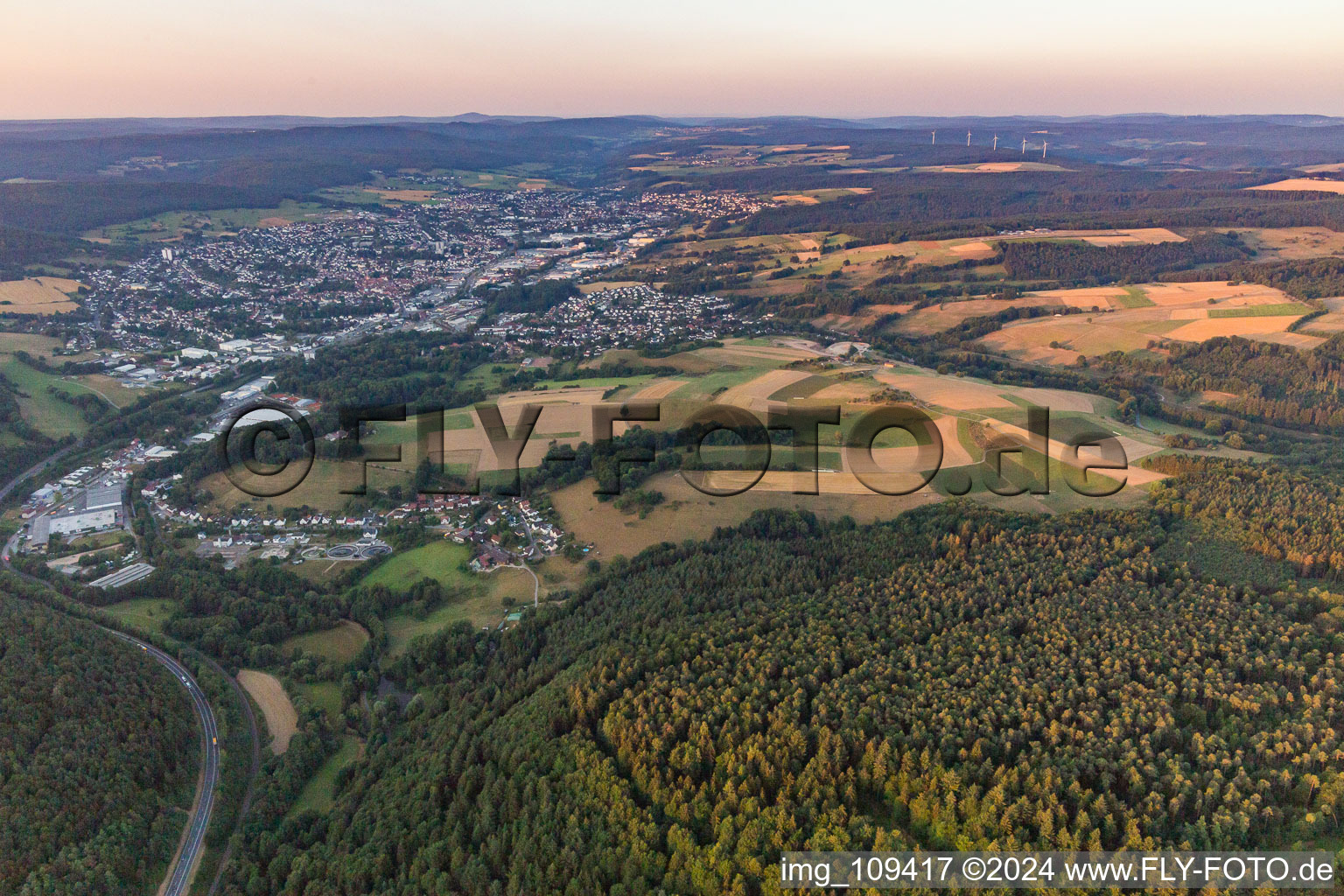 Vue aérienne de Du nord à Michelstadt dans le département Hesse, Allemagne