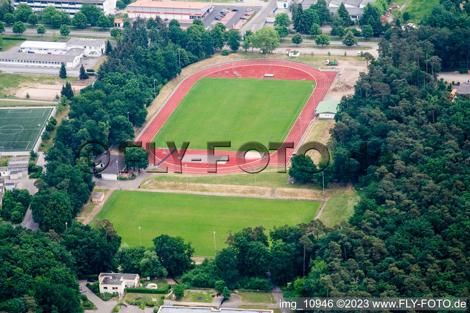 Photographie aérienne de Stade de football à Rülzheim dans le département Rhénanie-Palatinat, Allemagne