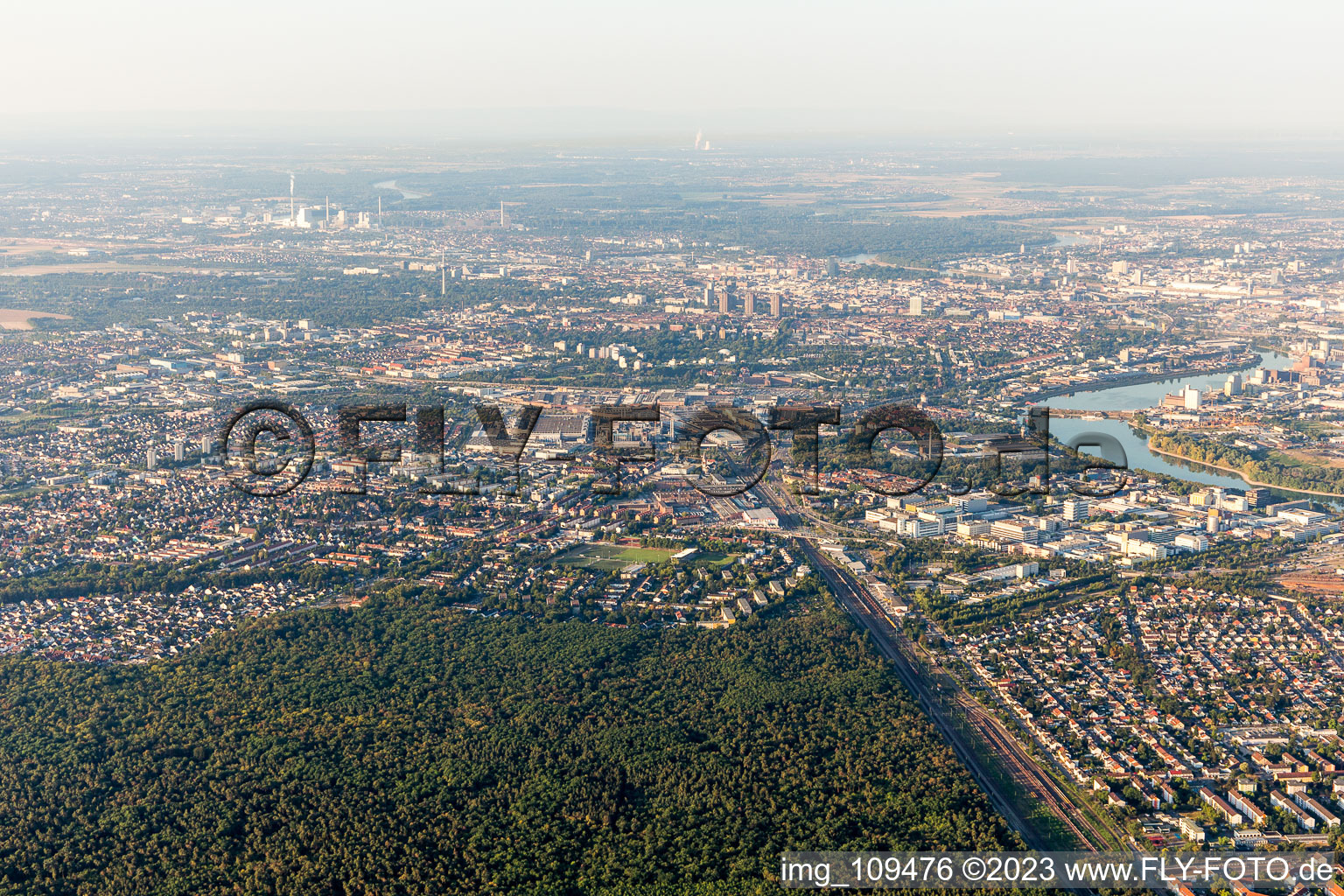 Vue aérienne de Quartier Gartenstadt in Mannheim dans le département Bade-Wurtemberg, Allemagne