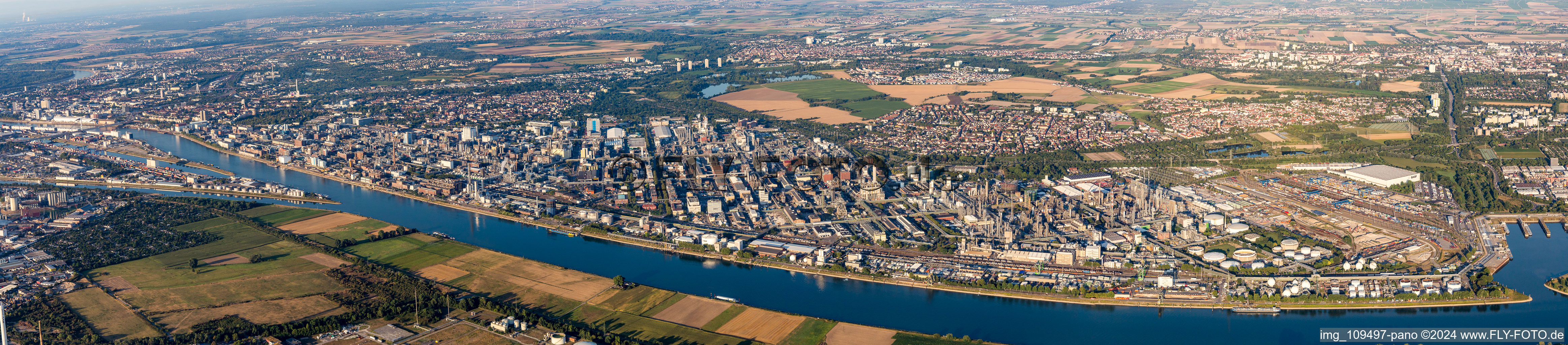 Vue aérienne de Panorama à le quartier BASF in Ludwigshafen am Rhein dans le département Rhénanie-Palatinat, Allemagne