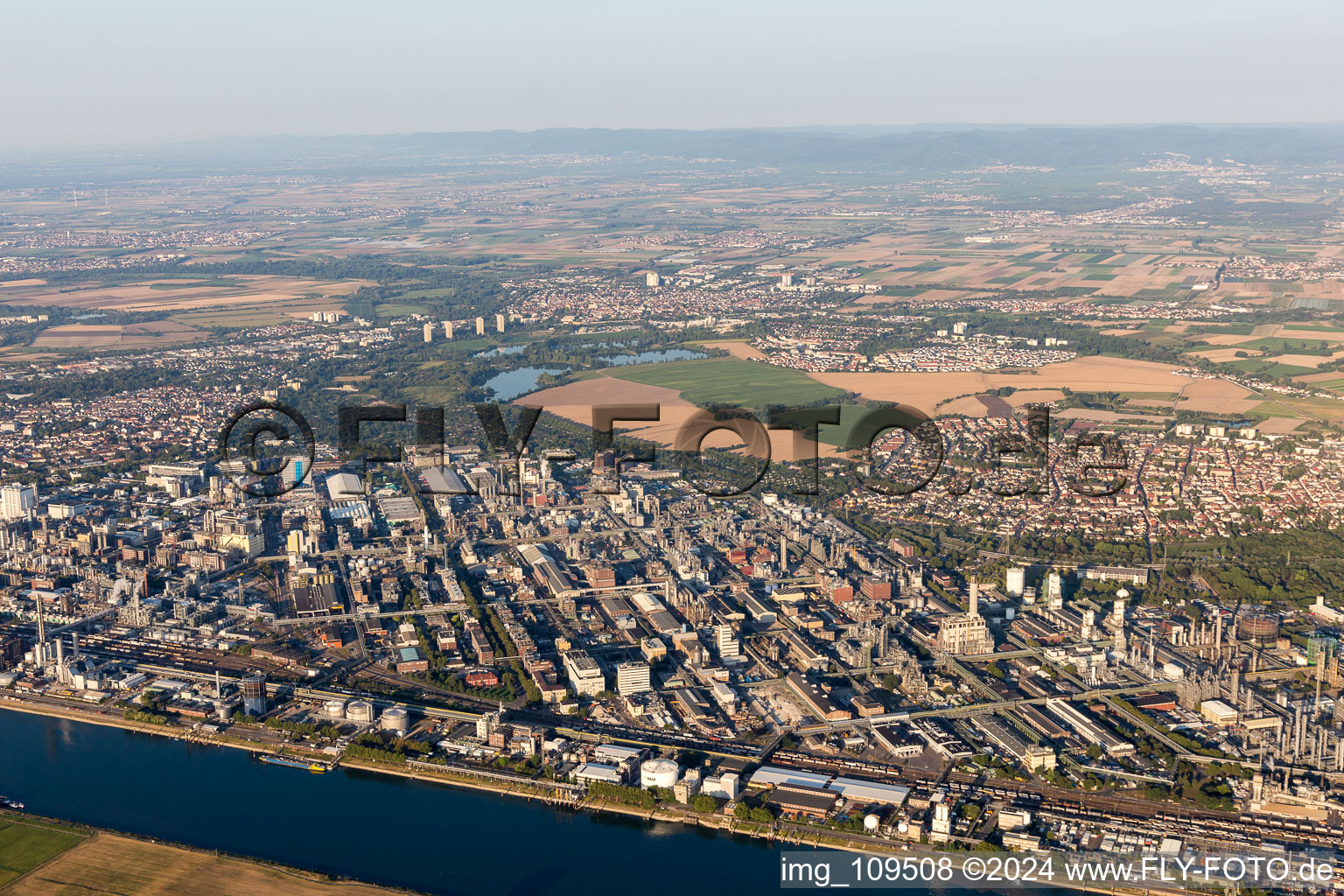 Vue aérienne de Quartier BASF in Ludwigshafen am Rhein dans le département Rhénanie-Palatinat, Allemagne