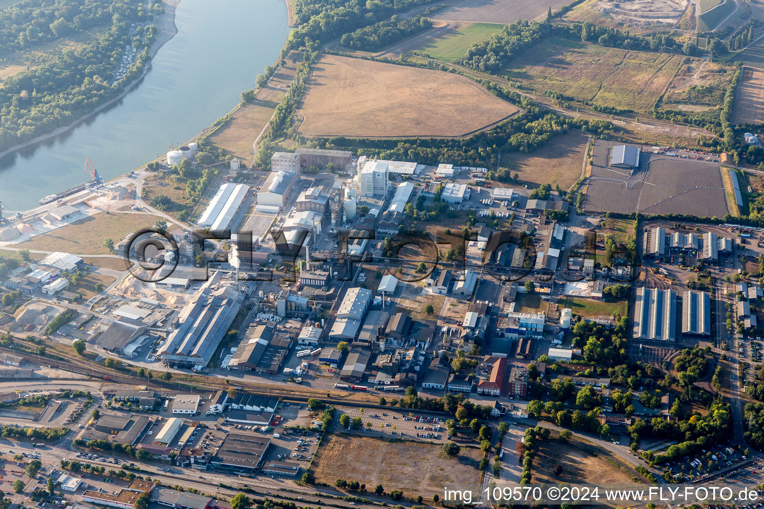 Vue aérienne de ICL Allemagne à le quartier Rheingönheim in Ludwigshafen am Rhein dans le département Rhénanie-Palatinat, Allemagne