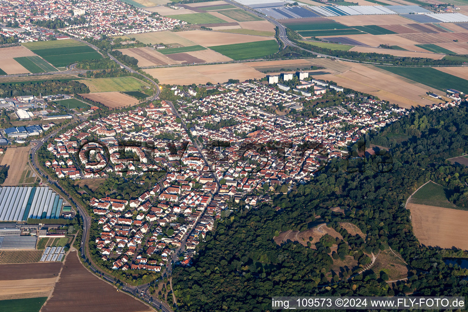 Vue oblique de Quartier Maudach in Ludwigshafen am Rhein dans le département Rhénanie-Palatinat, Allemagne