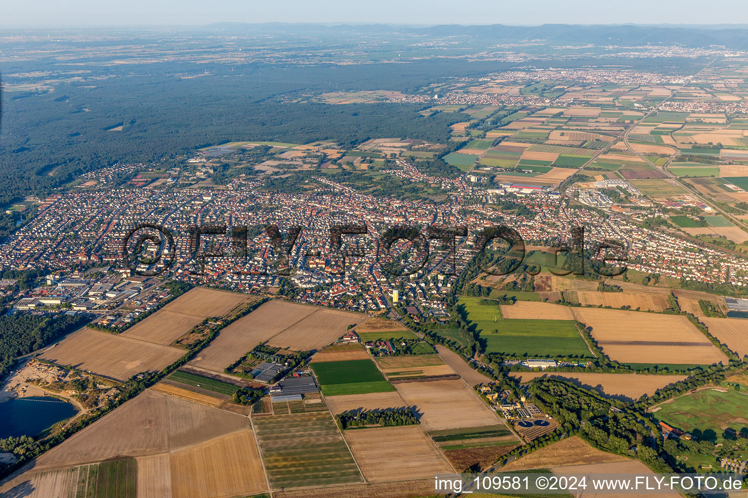 Schifferstadt dans le département Rhénanie-Palatinat, Allemagne depuis l'avion