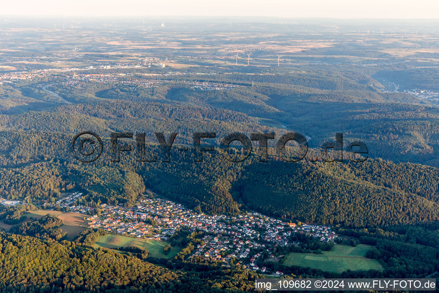 Vue aérienne de Ruppertsweiler dans le département Rhénanie-Palatinat, Allemagne