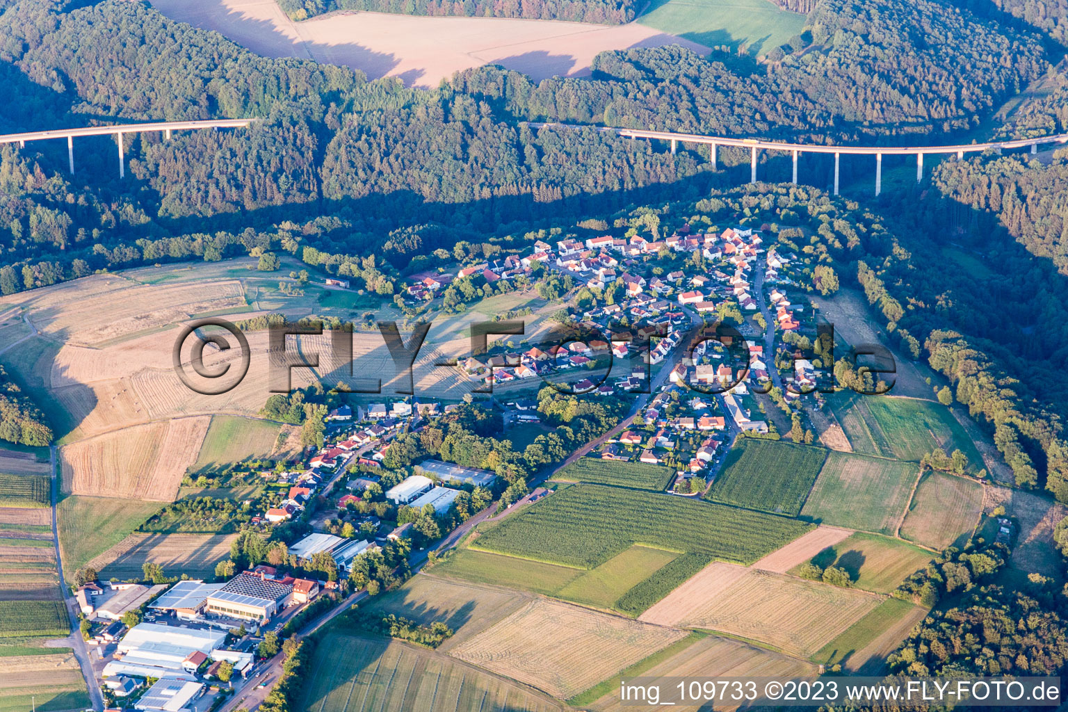 Vue aérienne de Petersberg à Petersberg(Pfalz) dans le département Rhénanie-Palatinat, Allemagne