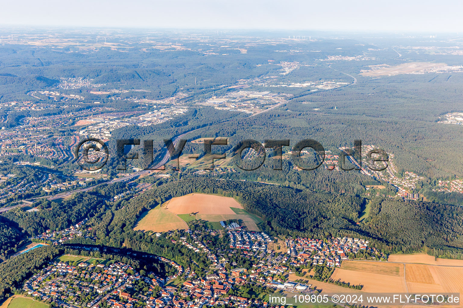 Vue aérienne de Moorlautern dans le département Rhénanie-Palatinat, Allemagne