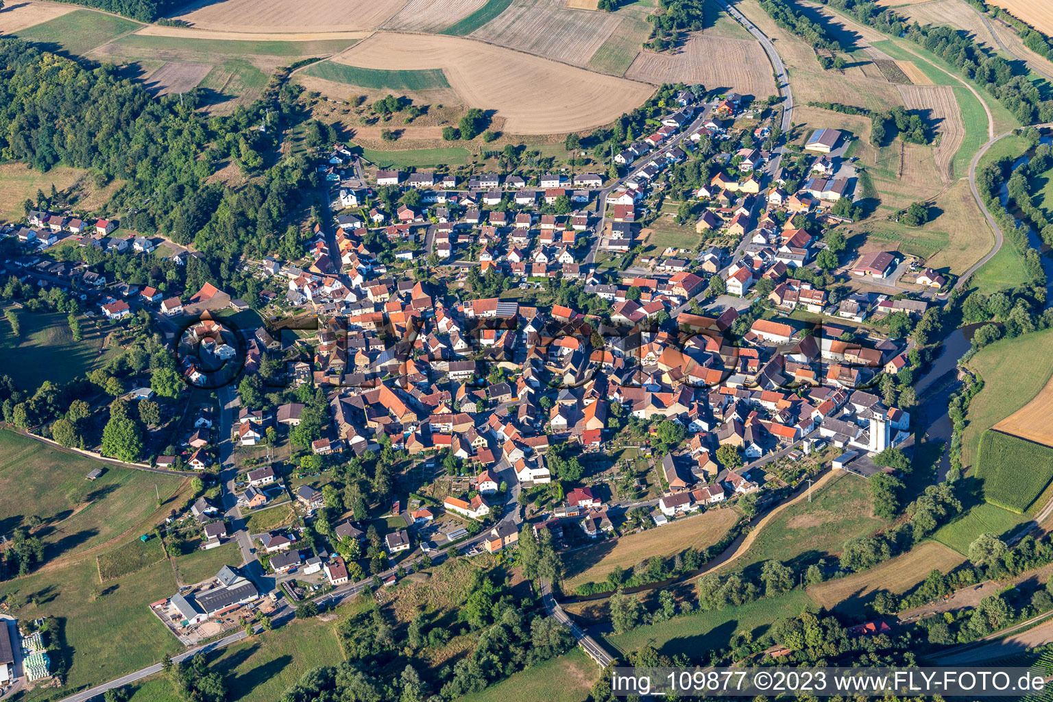 Vue aérienne de Rehborn dans le département Rhénanie-Palatinat, Allemagne