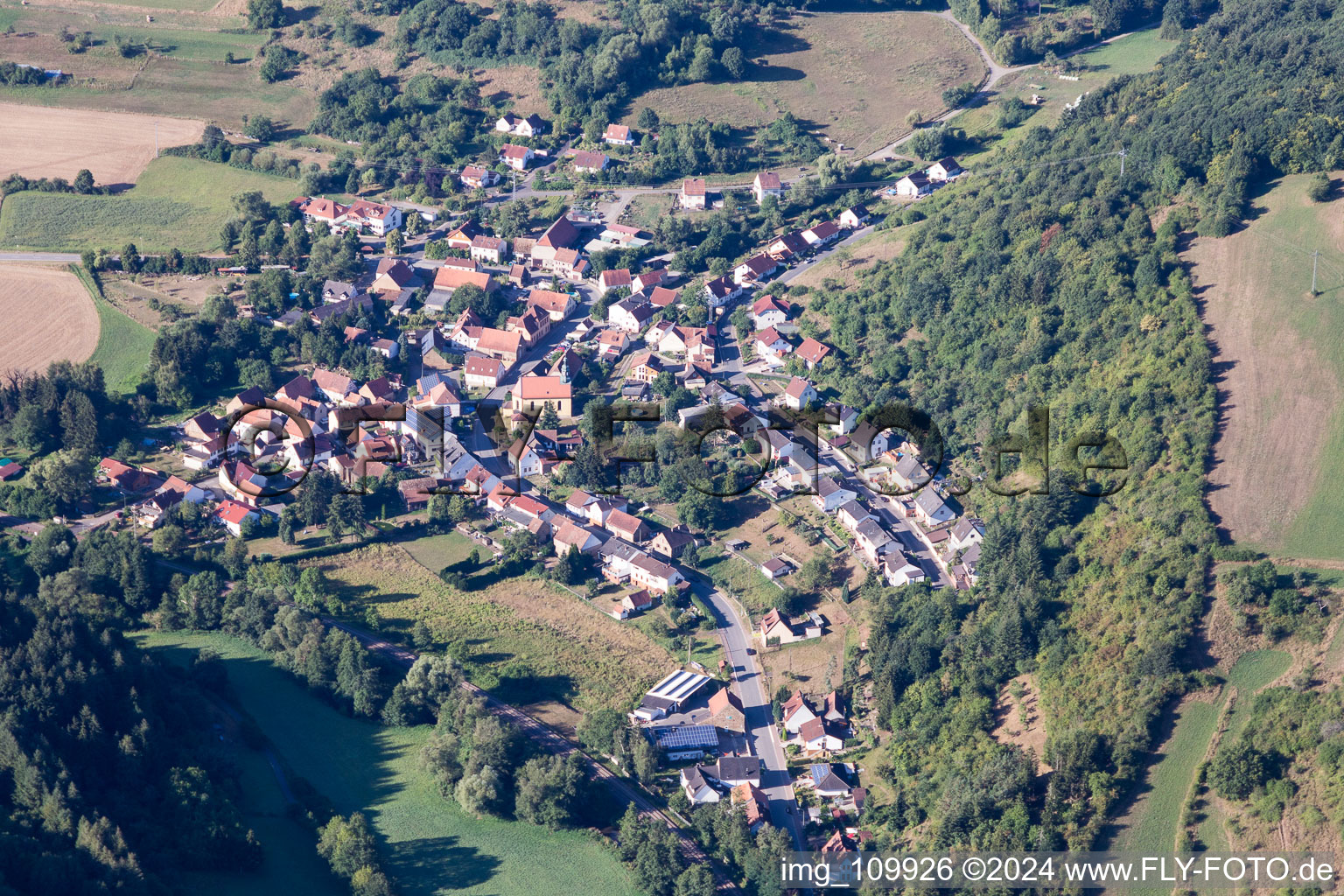 Vue oblique de Mannweiler-Cölln dans le département Rhénanie-Palatinat, Allemagne