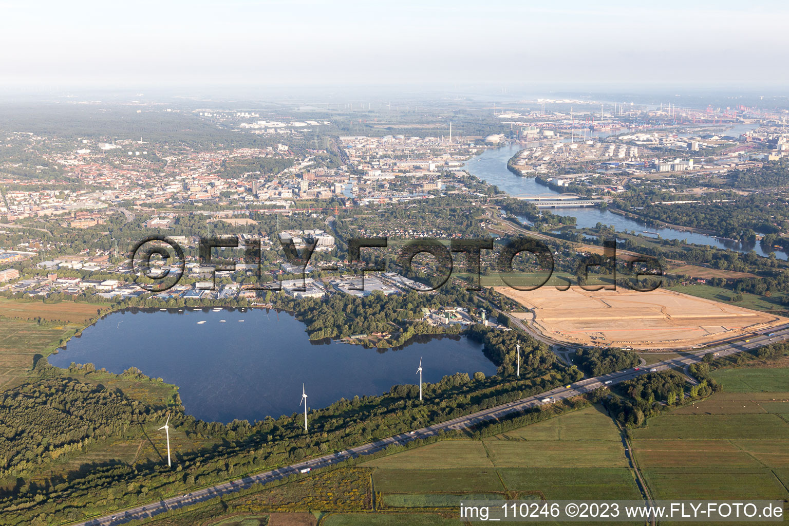 Photographie aérienne de Neuland dans le département Hambourg, Allemagne