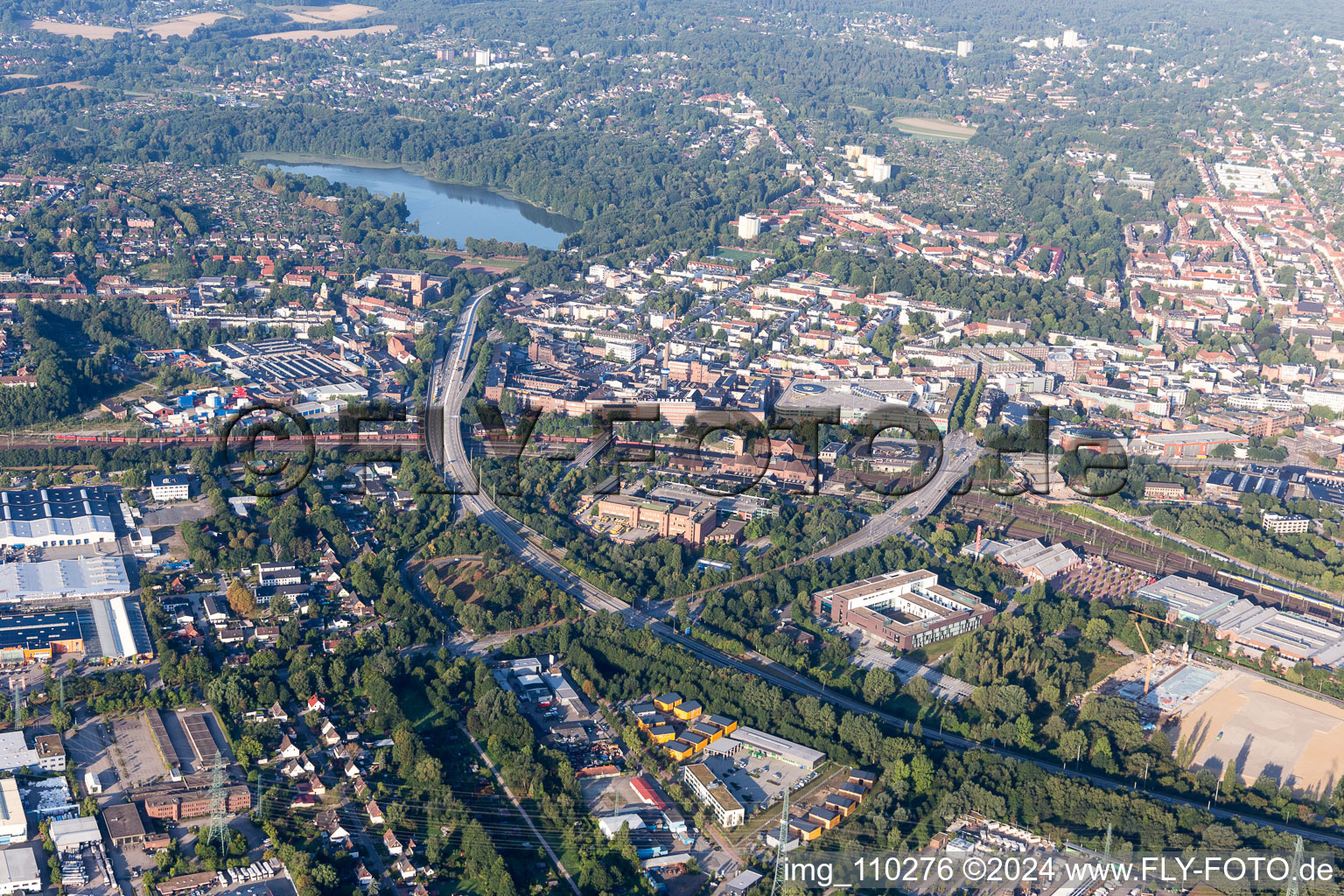 Vue aérienne de Harburg dans le département Hambourg, Allemagne