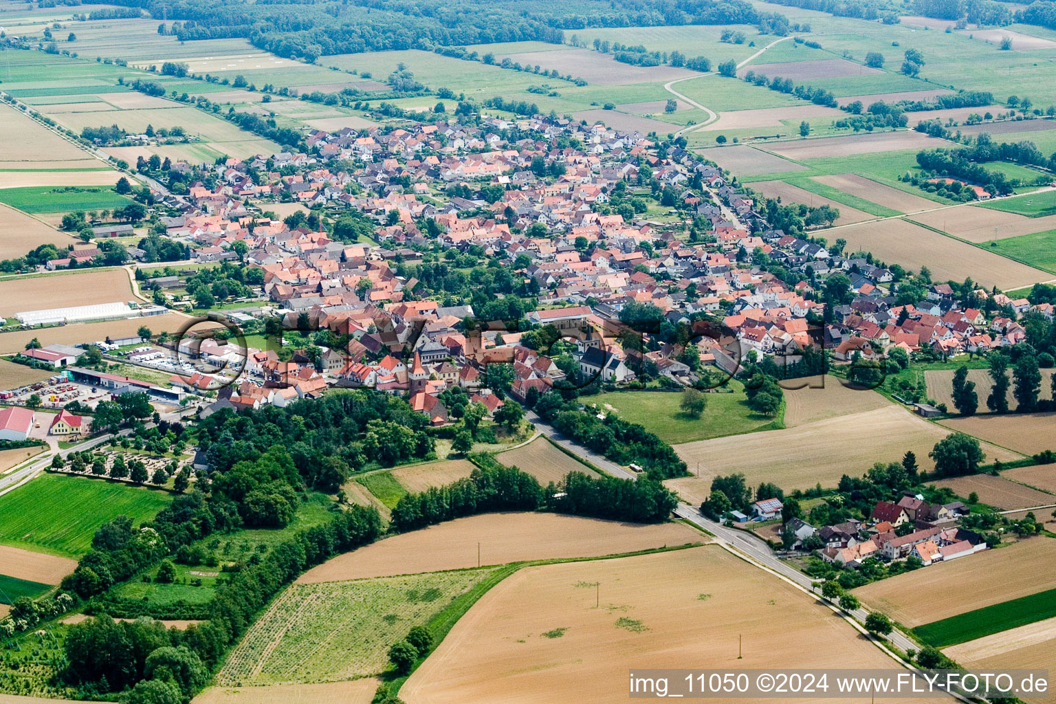 Enregistrement par drone de Minfeld dans le département Rhénanie-Palatinat, Allemagne