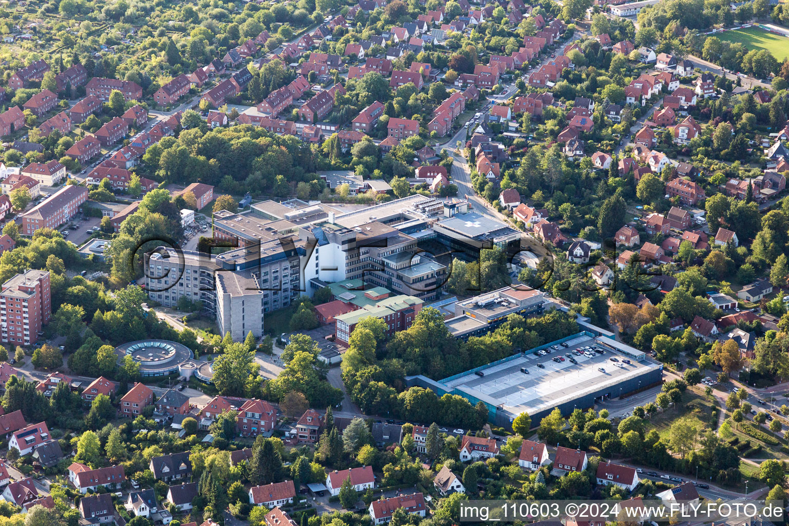 Vue aérienne de Hôpital municipal à Lüneburg dans le département Basse-Saxe, Allemagne