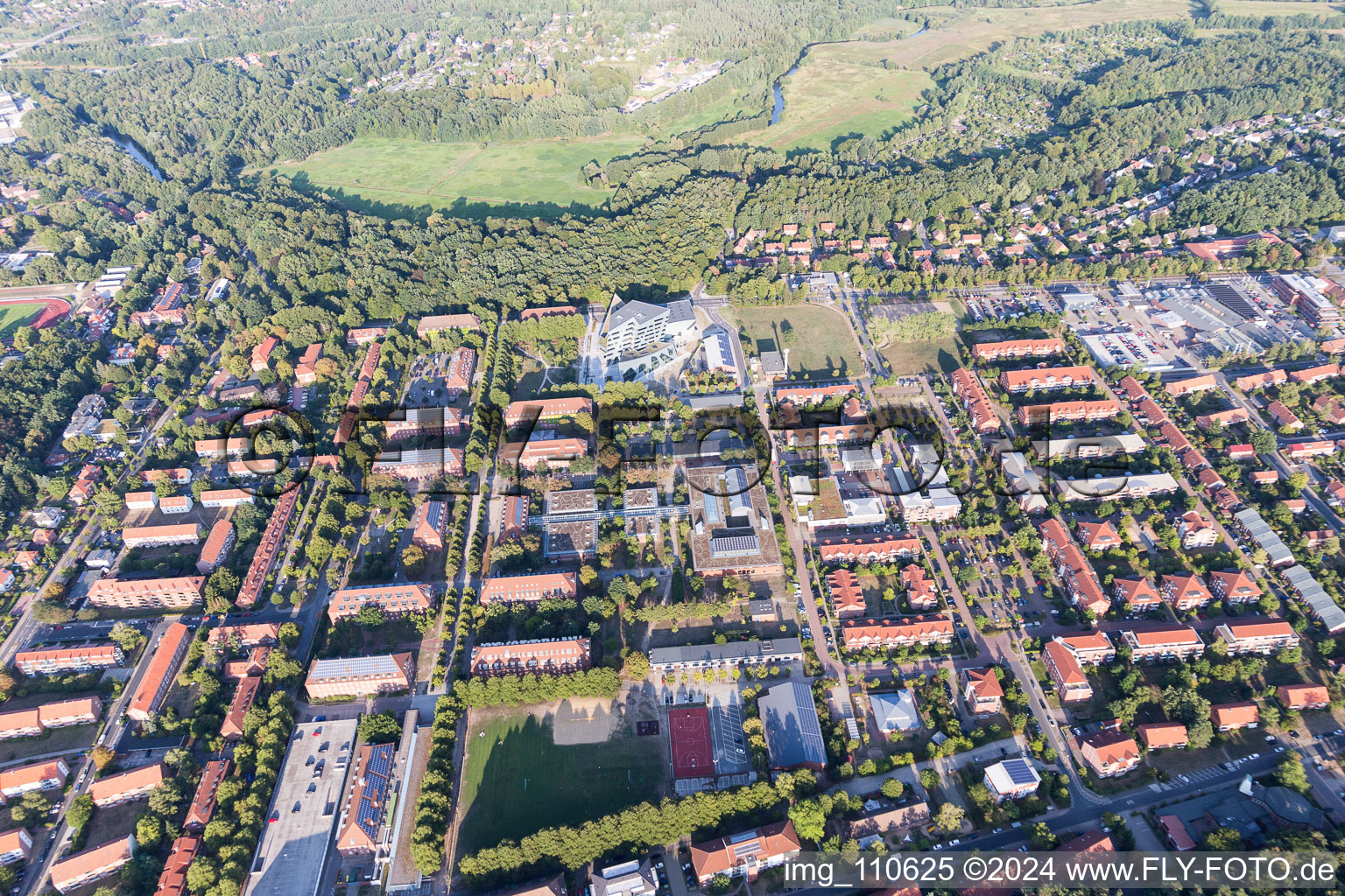 Vue aérienne de Université à Lüneburg dans le département Basse-Saxe, Allemagne