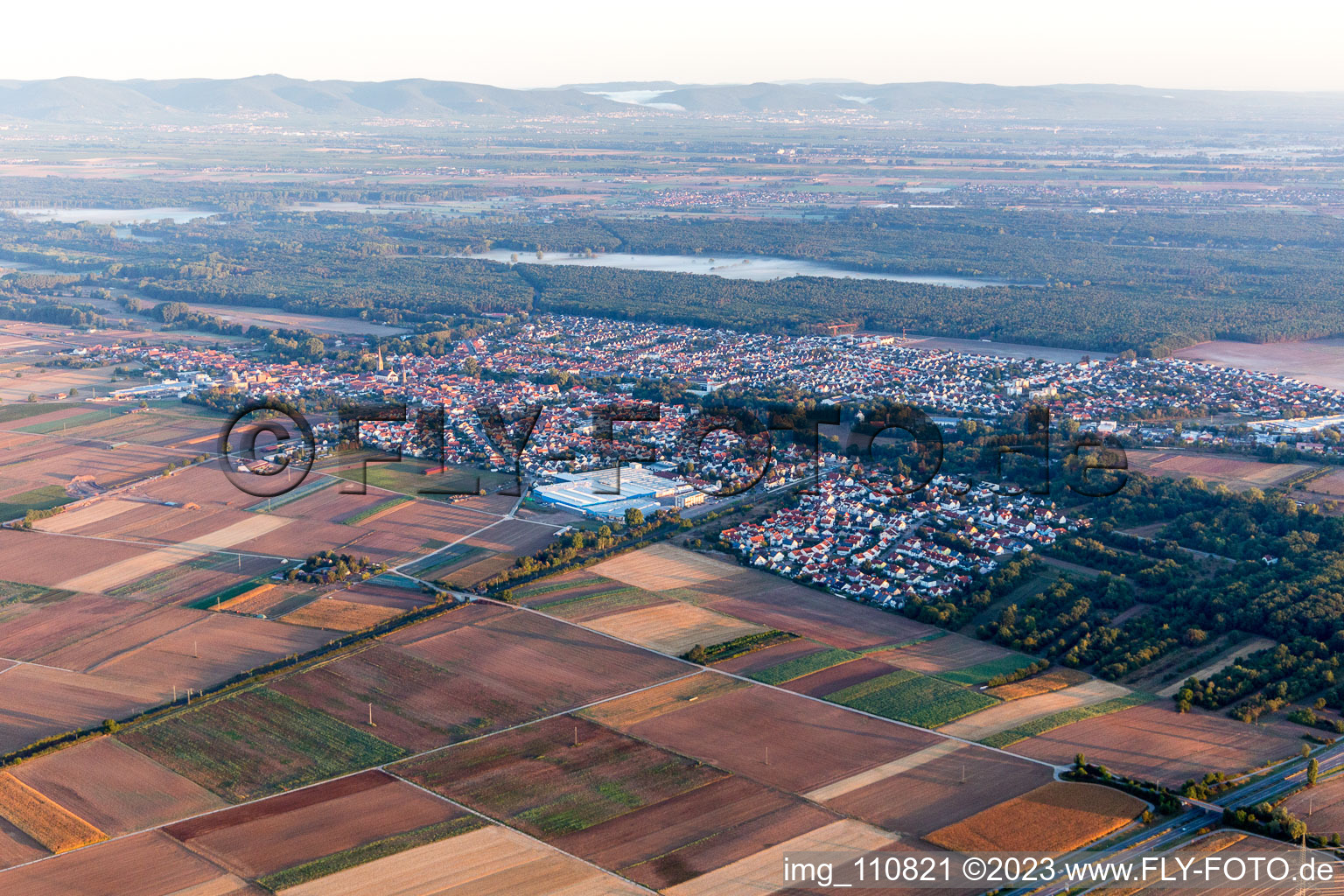 Bellheim dans le département Rhénanie-Palatinat, Allemagne vue du ciel