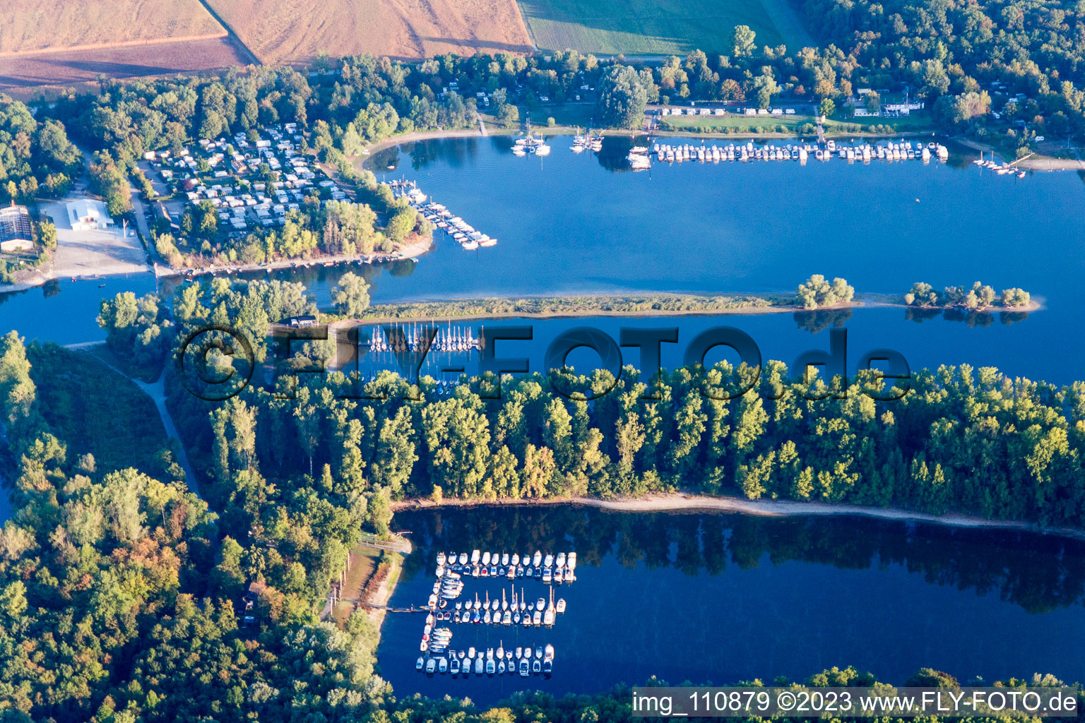 Vue aérienne de Angelhofer Vieux Rhin à Speyer dans le département Rhénanie-Palatinat, Allemagne