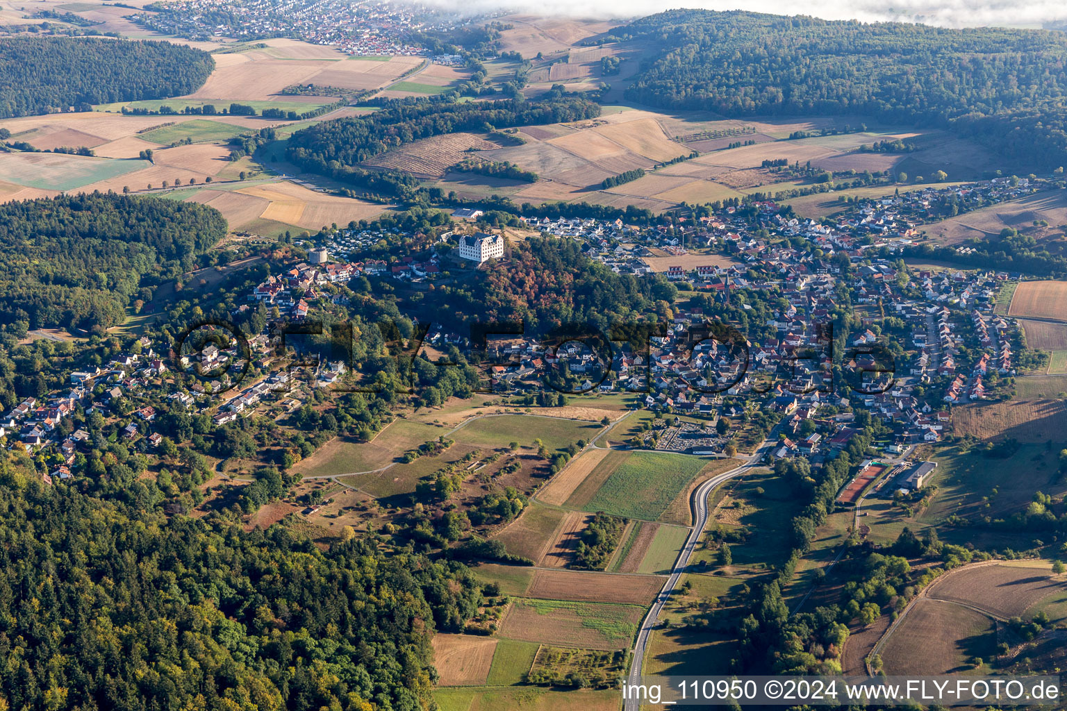 Photographie aérienne de Château de Lichtenberg à le quartier Niedernhausen in Fischbachtal dans le département Hesse, Allemagne