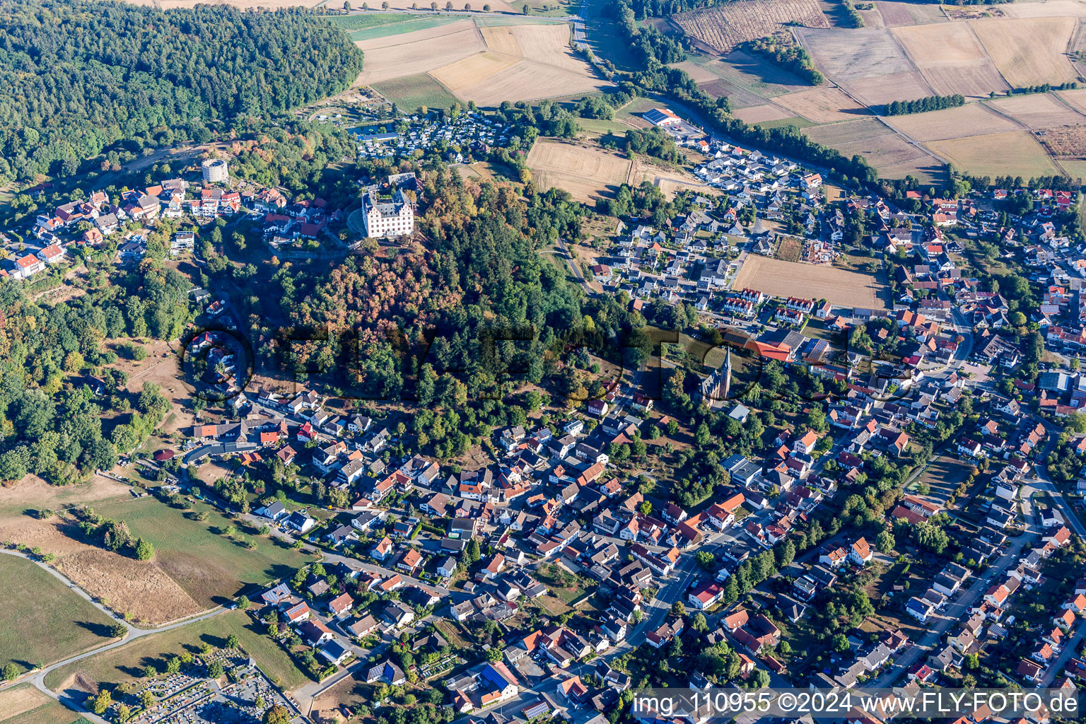 Château de Lichtenberg à le quartier Niedernhausen in Fischbachtal dans le département Hesse, Allemagne depuis l'avion