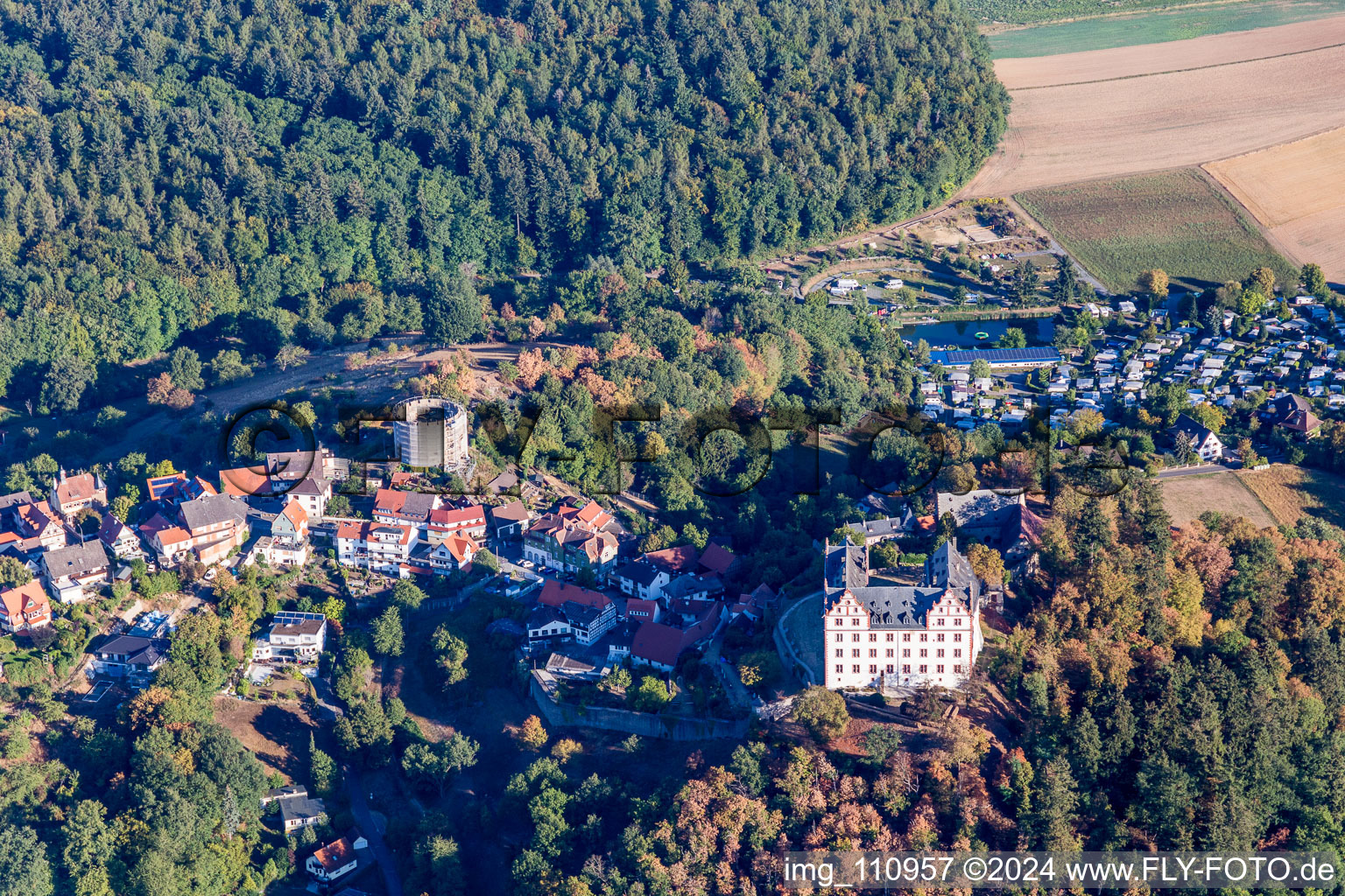 Château de Lichtenberg à le quartier Niedernhausen in Fischbachtal dans le département Hesse, Allemagne vue du ciel