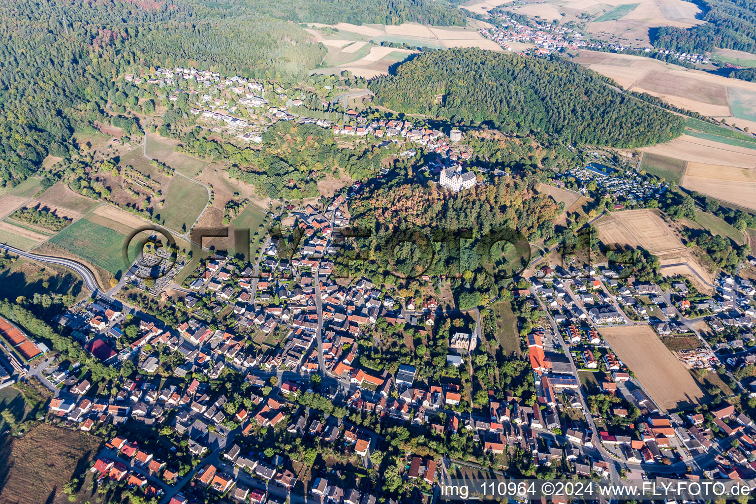 Vue aérienne de Château de Lichtenberg à le quartier Niedernhausen in Fischbachtal dans le département Hesse, Allemagne