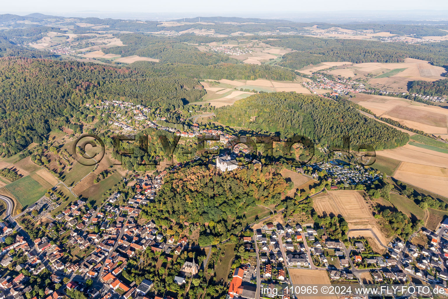 Photographie aérienne de Château de Lichtenberg à le quartier Niedernhausen in Fischbachtal dans le département Hesse, Allemagne