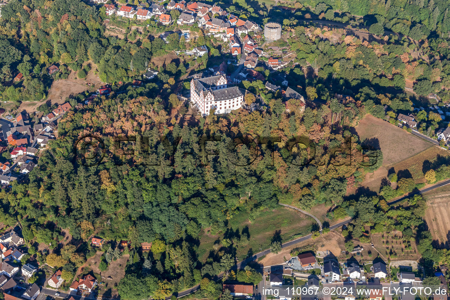 Château de Lichtenberg à le quartier Niedernhausen in Fischbachtal dans le département Hesse, Allemagne d'en haut