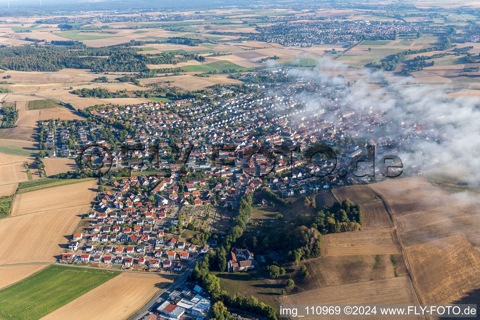 Vue aérienne de Groß-Bieberau dans le département Hesse, Allemagne