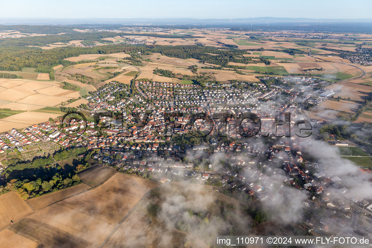 Vue oblique de Groß-Bieberau dans le département Hesse, Allemagne