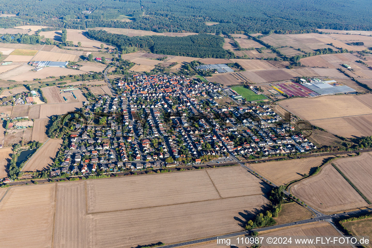 Vue aérienne de Quartier Hergershausen in Babenhausen dans le département Hesse, Allemagne