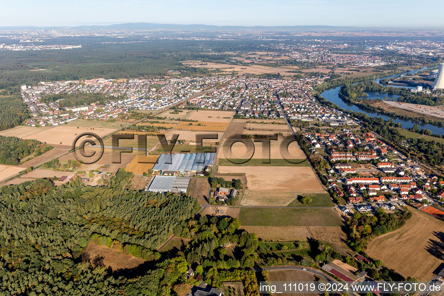 Vue aérienne de Quartier Hainstadt in Hainburg dans le département Hesse, Allemagne