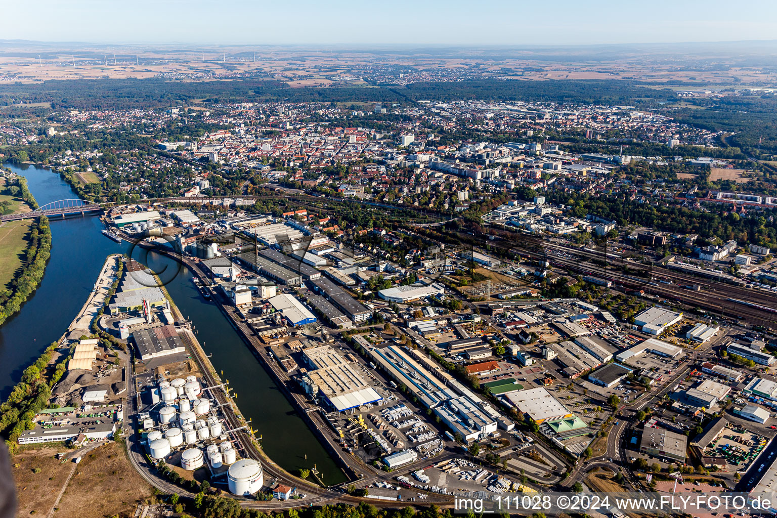 Vue aérienne de Port à Hanau dans le département Hesse, Allemagne