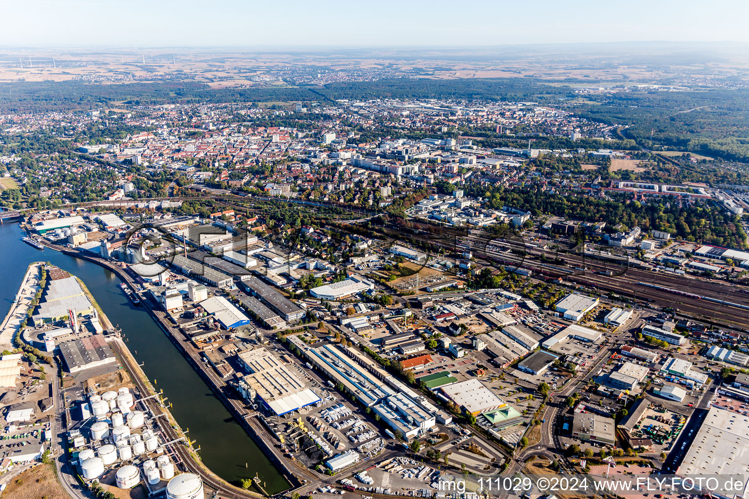 Vue aérienne de Port à Hanau dans le département Hesse, Allemagne