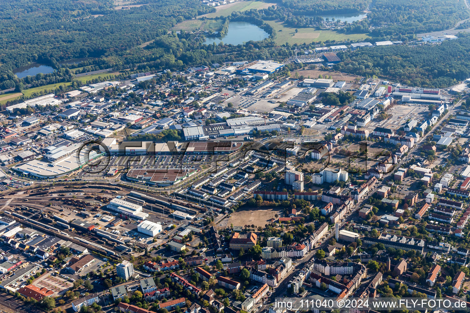 Photographie aérienne de Vieille ville à le quartier Hanau-Altstadt in Hanau dans le département Hesse, Allemagne