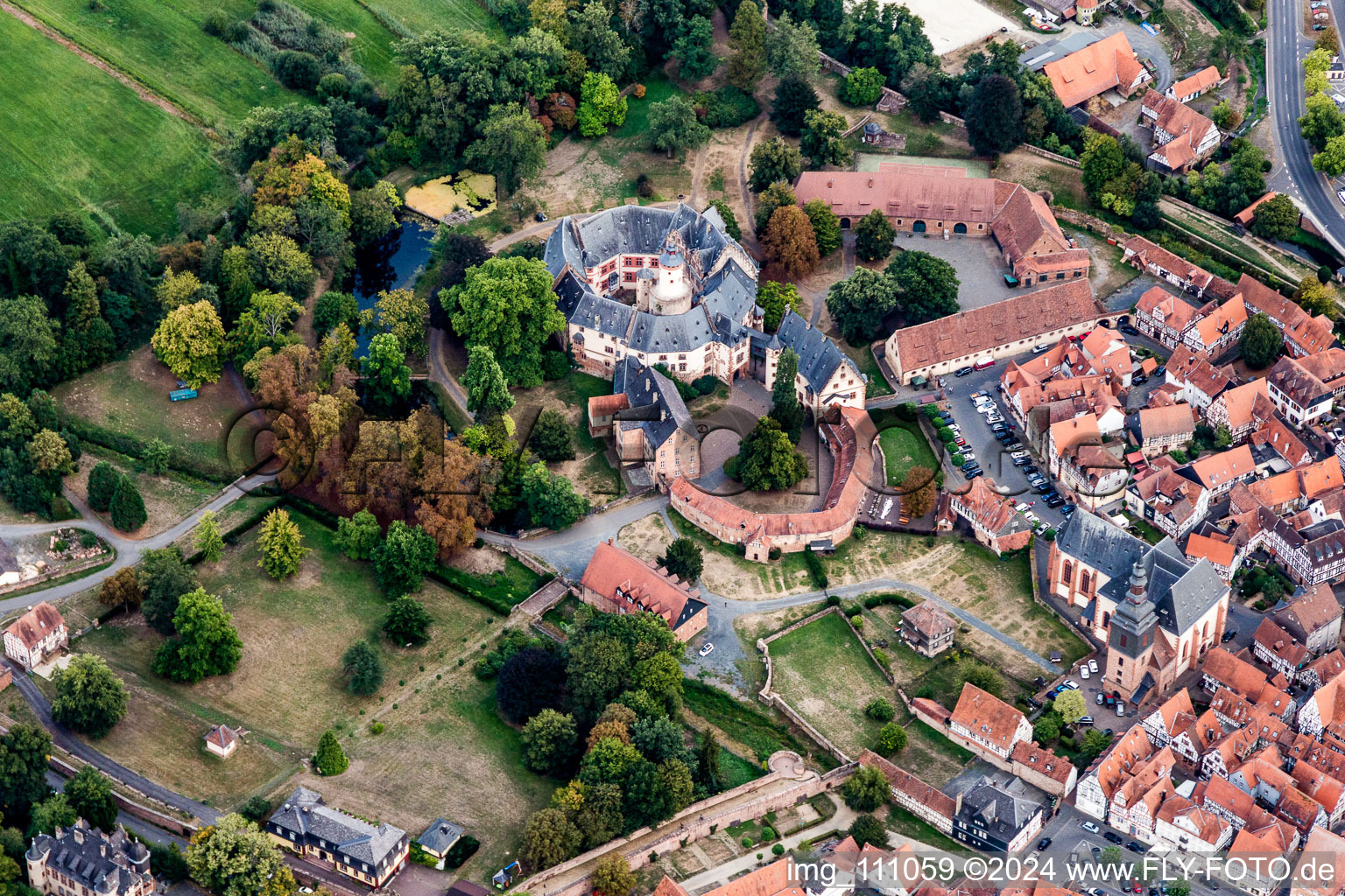 Vue oblique de Verrouiller Büdingen à Büdingen dans le département Hesse, Allemagne