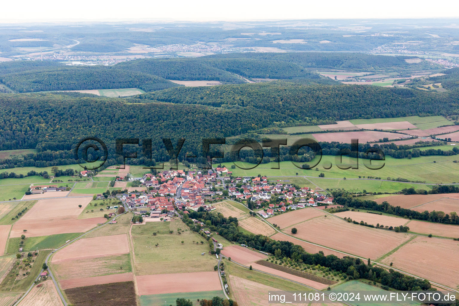 Vue aérienne de Obererthal dans le département Bavière, Allemagne