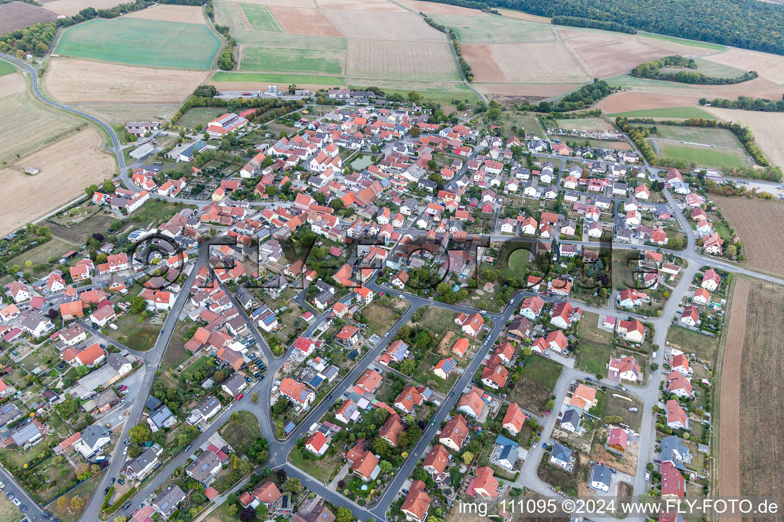 Vue aérienne de Wasserlosen dans le département Bavière, Allemagne